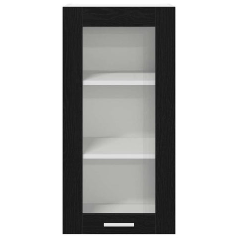 vidaXL Hanging Cabinet with Shelf Riga 2 pcs Black Oak 40 x 31 x 80 cm