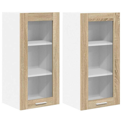 vidaXL Hanging Cabinet with Door Riga 2 pcs Sonoma Oak 40 x 31 x 80 cm