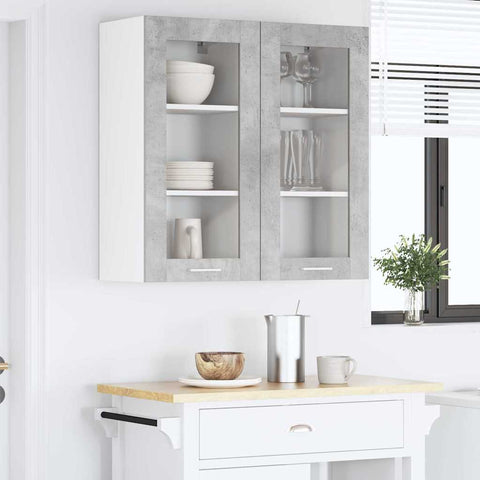 vidaXL Hanging Cabinet with Shelf Riga Concrete Grey 40 x 31 x 80 cm