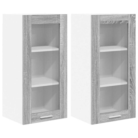 vidaXL Hanging Cabinet Riga 2 pcs Grey Sonoma 40 x 31 x 80 cm