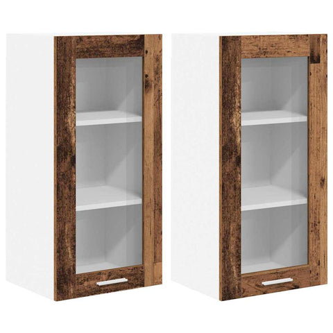 vidaXL Hanging Cabinet with Shelf Riga 2 pcs Old Wood 40 x 31 x 80 cm