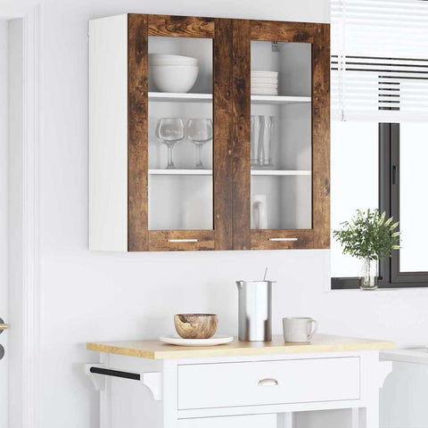 vidaXL Hanging cabinet Riga Smoked Oak 80 x 31 x 80 cm Engineered Wood