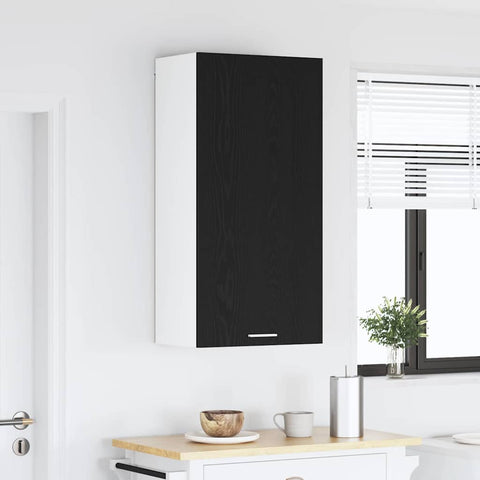 vidaXL Hanging cabinet Riga Black Oak and White 50 x 31 x 100 cm