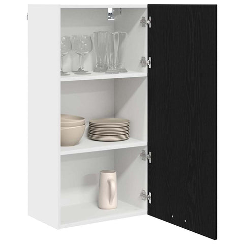 vidaXL Hanging cabinet Riga Black Oak and White 50 x 31 x 100 cm