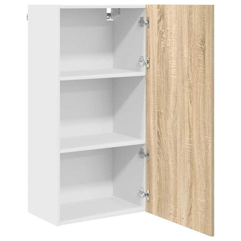 vidaXL Hanging cabinet Riga Sonoma Oak and White 50 x 31 x 100 cm