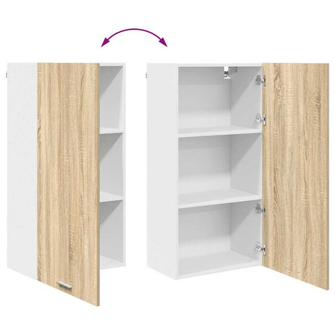 vidaXL Hanging cabinet Riga Sonoma Oak and White 50 x 31 x 100 cm