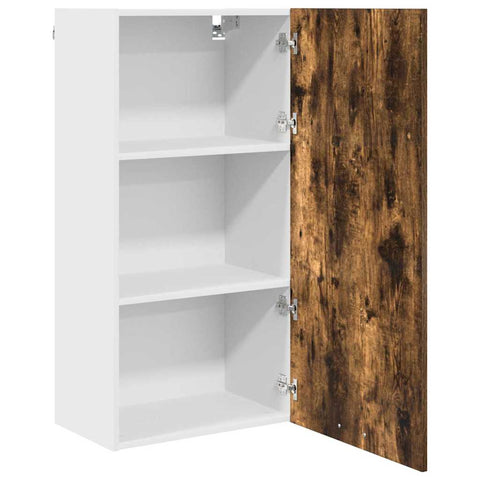 vidaXL Hanging cabinet Riga Smoked Oak and White 50 x 31 x 100 cm