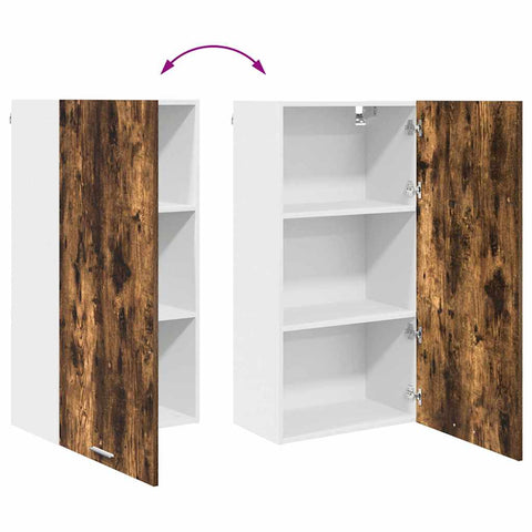 vidaXL Hanging cabinet Riga Smoked Oak and White 50 x 31 x 100 cm