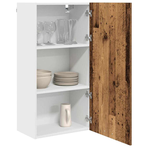 vidaXL Hanging cabinet Riga Old Wood and White 50 x 31 x 100 cm