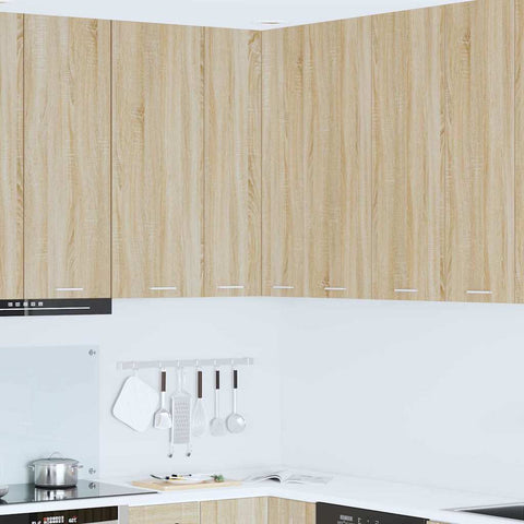 vidaXL Hanging cabinet Riga Sonoma Oak and White 57 x 57 x 100 cm