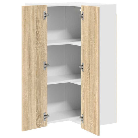 vidaXL Hanging cabinet Riga Sonoma Oak and White 57 x 57 x 100 cm