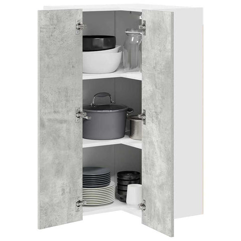 vidaXL Hanging cabinet Riga Concrete Grey and White 57 x 57 x 100 cm