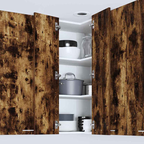 vidaXL Hanging cabinet Riga Smoked Oak and White 57 x 57 x 100 cm