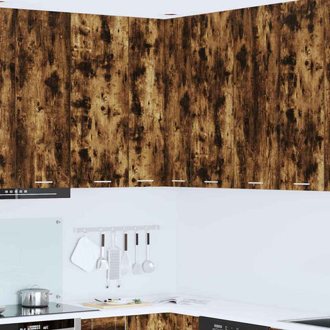 vidaXL Hanging cabinet Riga Smoked Oak and White 57 x 57 x 100 cm