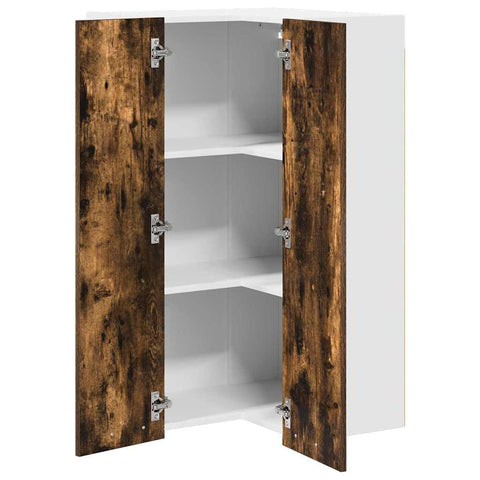 vidaXL Hanging cabinet Riga Smoked Oak and White 57 x 57 x 100 cm