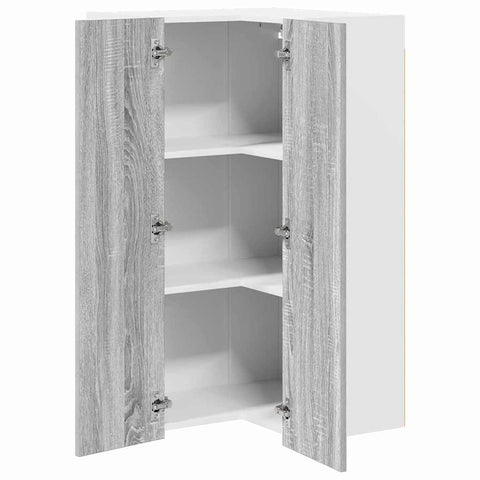 vidaXL Hanging cabinet Riga Grey Sonoma and White 57 x 57 x 100 cm