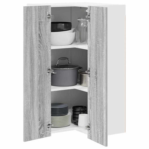 vidaXL Hanging cabinet Riga Grey Sonoma and White 57 x 57 x 100 cm