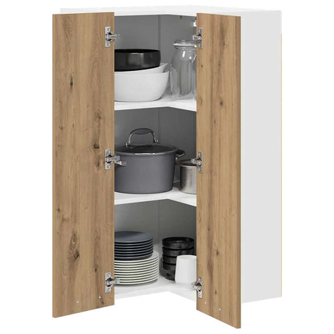 vidaXL Hanging cabinet Riga Artisan Oak and White 57 x 57 x 100 cm