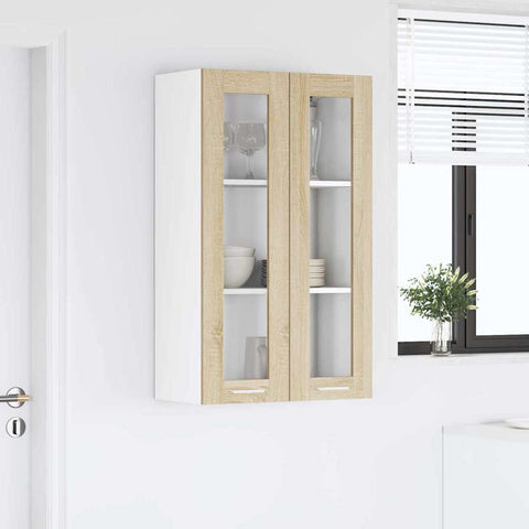 vidaXL Hanging cabinet with Shelf Riga Sonoma Oak 60 x 31 x 100 cm