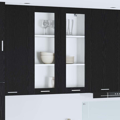 vidaXL Hanging cabinet Riga Black Oak 80 x 31 x 100 cm Engineered Wood