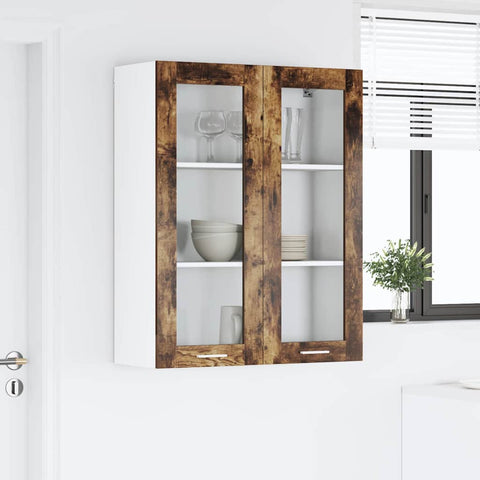vidaXL Hanging cabinet with Shelf Riga Smoked Oak 80 x 31 x 100 cm