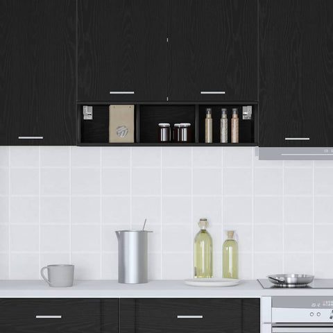 vidaXL Hanging cabinet with Shelf Riga Black Oak 20 x 29.5 x 80 cm