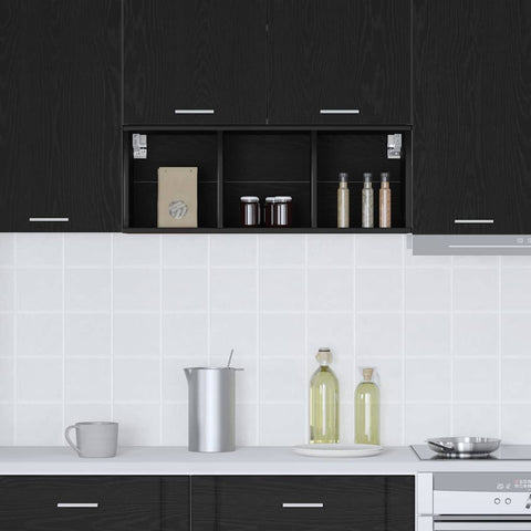 vidaXL Hanging cabinet with Shelf Riga Black Oak 30 x 29.5 x 80 cm