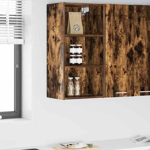 vidaXL Hanging cabinet with Shelf Riga Smoked Oak 40 x 29.5 x 80 cm