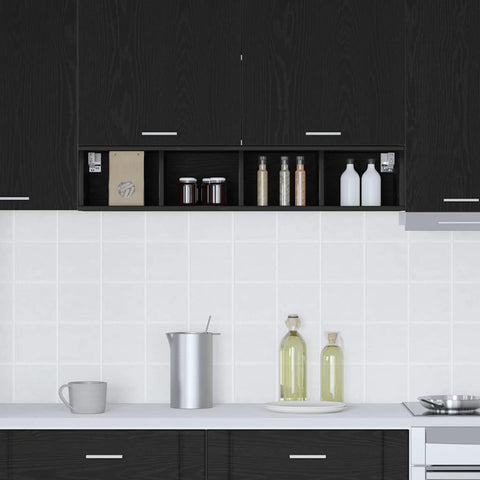 vidaXL Hanging cabinet with Shelf Riga Black Oak 20 x 29.5 x 100 cm