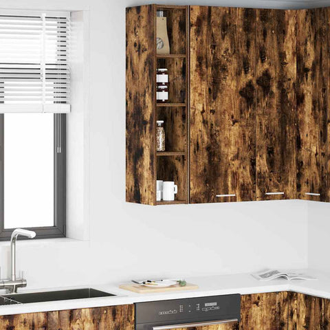 vidaXL Hanging cabinet with Shelf Riga Smoked Oak 20 x 29.5 x 100 cm