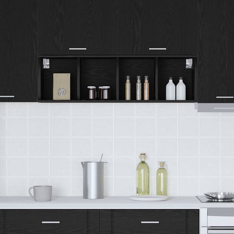 vidaXL Hanging cabinet with Shelf Riga Black Oak 30 x 29.5 x 100 cm