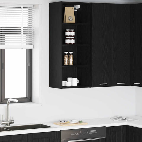 vidaXL Hanging Cabinet with Shelf Riga Black Oak 40 x 29.5 x 100 cm