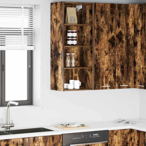 vidaXL Hanging cabinet with Shelf Riga Smoked Oak 40 x 29.5 x 100 cm