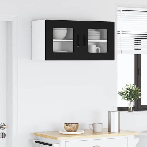 vidaXL Kitchen Wall Cabinet with Shelf 2 pcs Black 40 x 31 x 40 cm