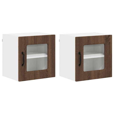 vidaXL Kitchen Wall Cabinet with Shelf 2 pcs Brown Oak 40 x 31 x 40 cm