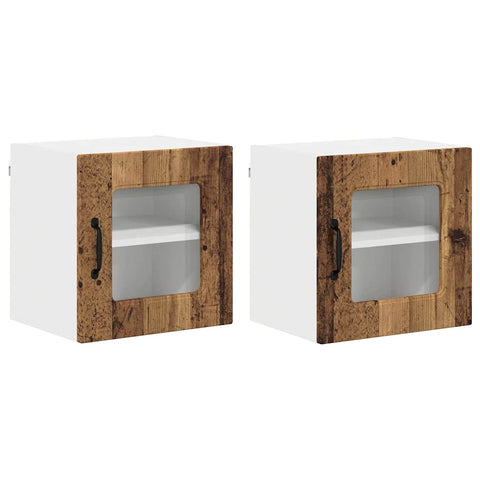 vidaXL Kitchen Wall Cabinet with Shelf 2 pcs Old Wood 40 x 31 x 40 cm