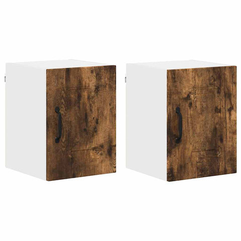 vidaXL Kitchen Wall Cabinet with Door 2 pcs Smoked Oak 30 x 31 x 40 cm