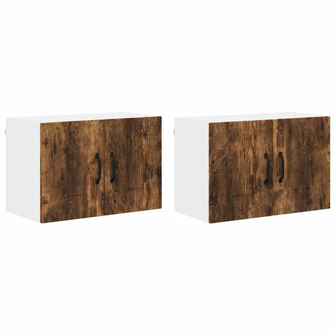vidaXL Kitchen Wall Cabinet with Door 2 pcs Smoked Oak 60 x 31 x 40 cm