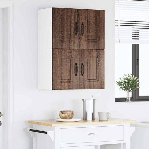 vidaXL Kitchen Wall Cabinet with Shelf 2 pcs Brown Oak 60 x 31 x 40 cm