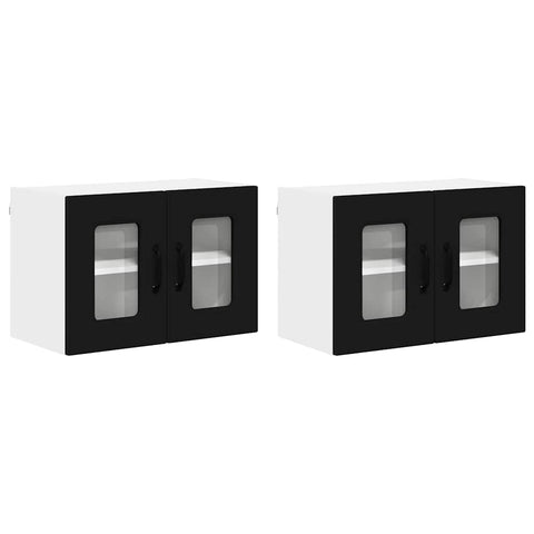 vidaXL Kitchen Wall Cabinet with Shelf 2 pcs Black 60 x 31 x 40 cm
