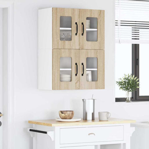 vidaXL Kitchen Wall Cabinet with Door 2 pcs Sonoma Oak 60 x 31 x 40 cm