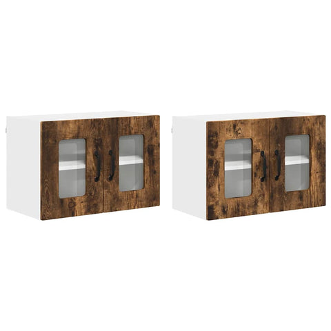 vidaXL Kitchen Wall Cabinet with Door 2 pcs Smoked Oak 60 x 31 x 40 cm