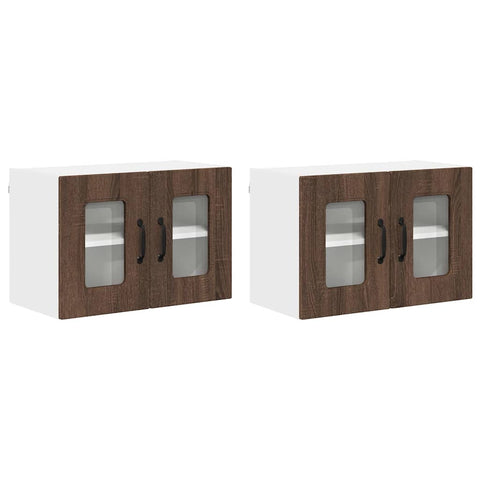 vidaXL Kitchen Wall Cabinet with Shelf 2 pcs Brown Oak 60 x 31 x 40 cm