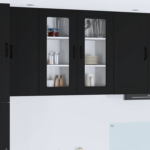 vidaXL Kitchen Wall Cabinet Black 40 x 31 x 80 cm Engineered Wood