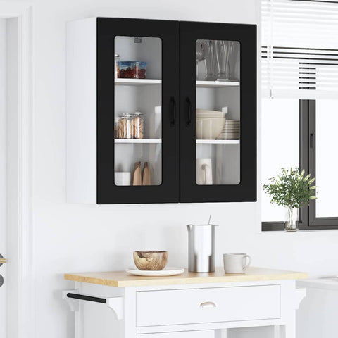 vidaXL Kitchen Wall Cabinet Black 40 x 31 x 80 cm Engineered Wood