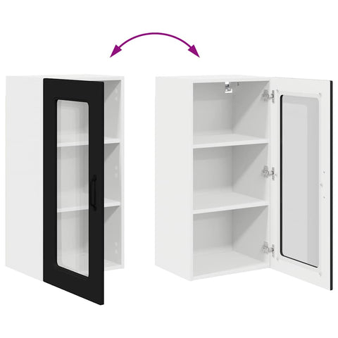 vidaXL Kitchen Wall Cabinet Black 40 x 31 x 80 cm Engineered Wood