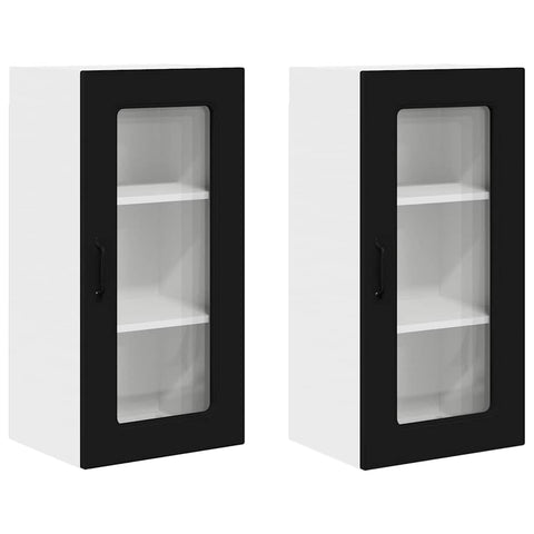 vidaXL Kitchen Wall Cabinet with Shelf 2 pcs Black 40 x 31 x 80 cm