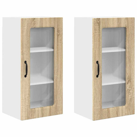 vidaXL Kitchen Wall Cabinet with Door 2 pcs Sonoma Oak 40 x 31 x 80 cm