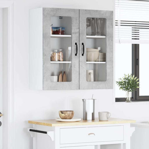vidaXL Kitchen Wall Cabinet 2 pcs Concrete Grey 40 x 31 x 80 cm