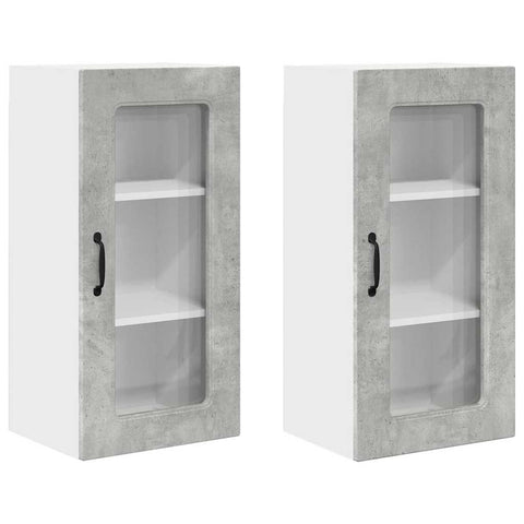 vidaXL Kitchen Wall Cabinet 2 pcs Concrete Grey 40 x 31 x 80 cm